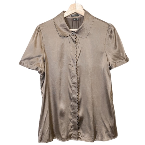 Theory Tops - ✨SOLD-Theory Silk Blend Scalloped Button Down Blouse